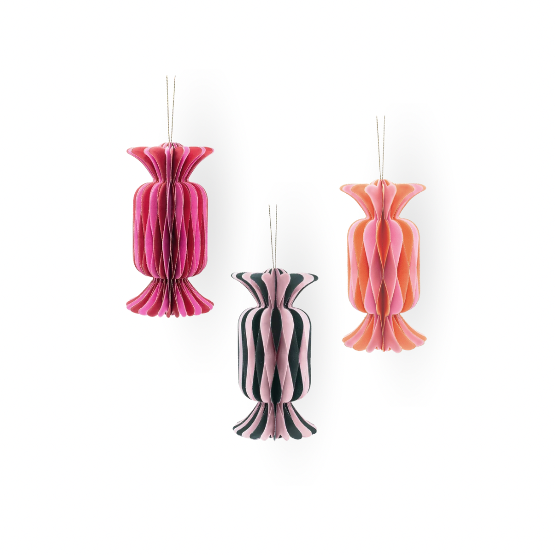 Bonbon-Baumanhänger aus Papier von by Vivi in drei Farben