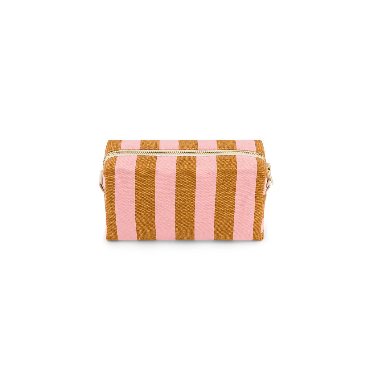 Gestreifte Kulturtasche Desi in Rosa und Ocker von Rose in April