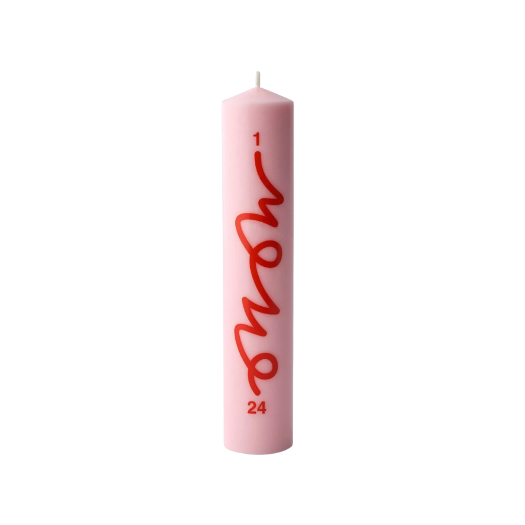 Studio About Adventskerze in Rosa und Rot mit Countdown von 1 bis 24