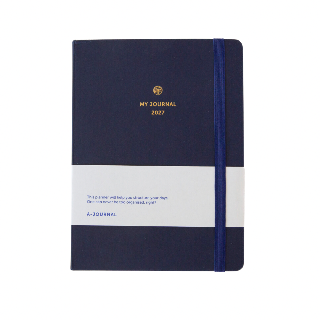 A6-Kalender My Journal 2027 in Dunkelblau mit Gummiband