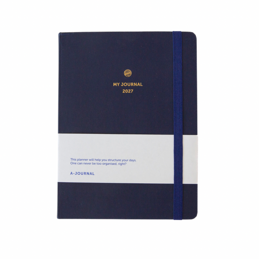 A6-Kalender My Journal 2027 in Dunkelblau mit Gummiband