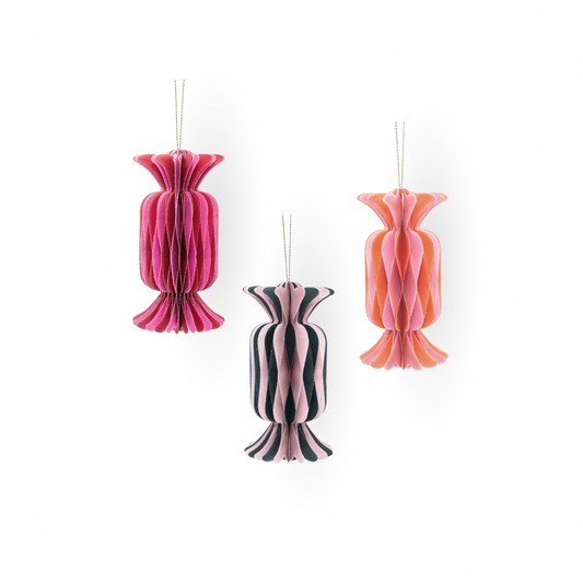 Bonbon-Baumanhänger aus Papier von by Vivi in drei Farben