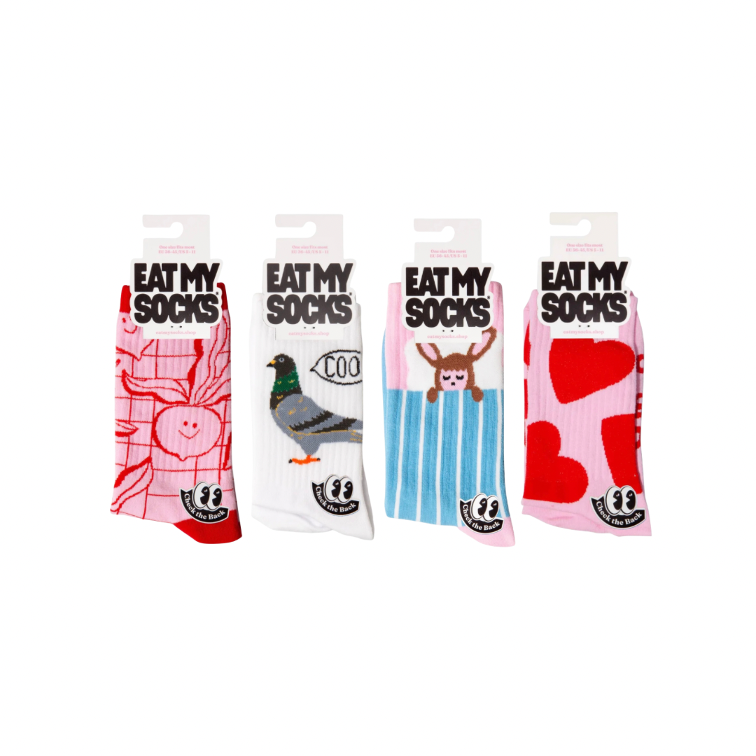 Flat-Pack Socken von Eat My Socks in vier farbenfrohen Designs