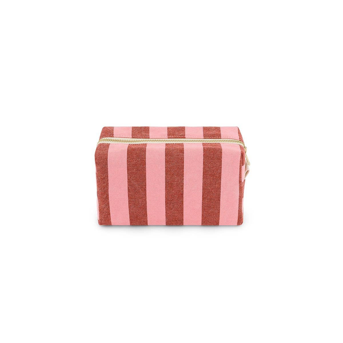 Gestreifte Kulturtasche Desi in Rosa und Bordeaux von Rose in April