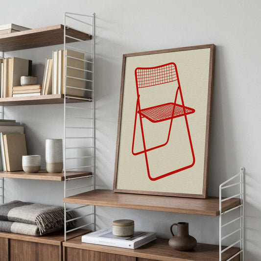 Kunstdruck - Roter Klappstuhl