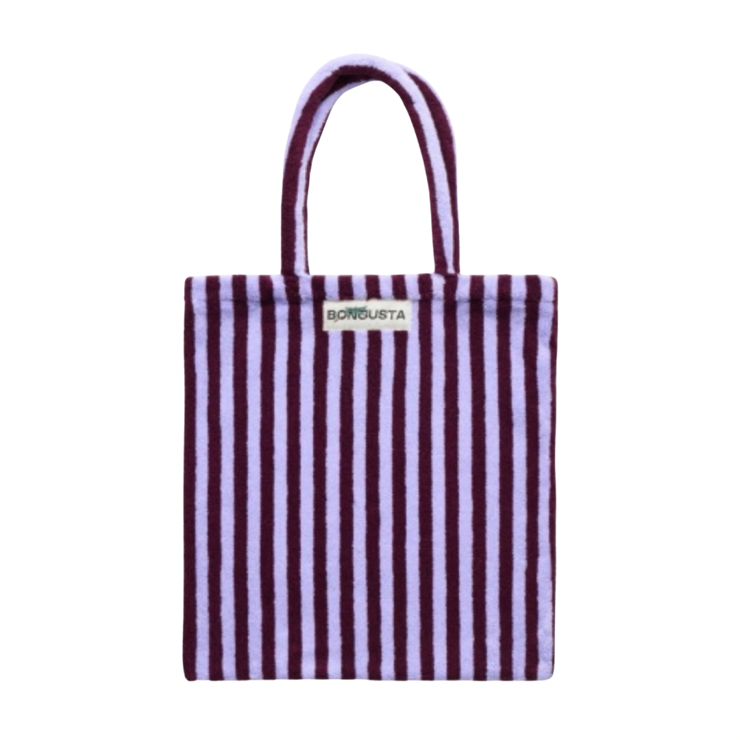 Naram Totebag in Bordeaux und Hellblau gestreift