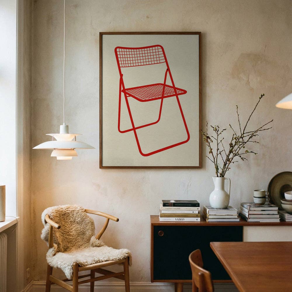 Kunstdruck - Roter Klappstuhl