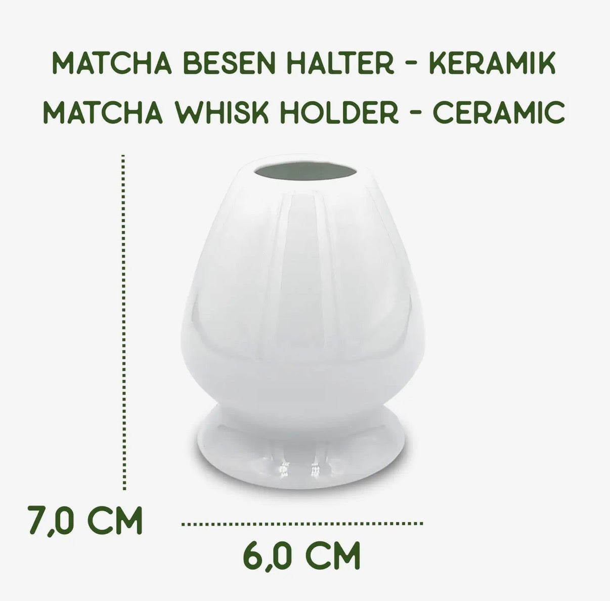 Weißer Kusenaoshi für Matcha-Besen mit Maßangaben 7 × 6 cm