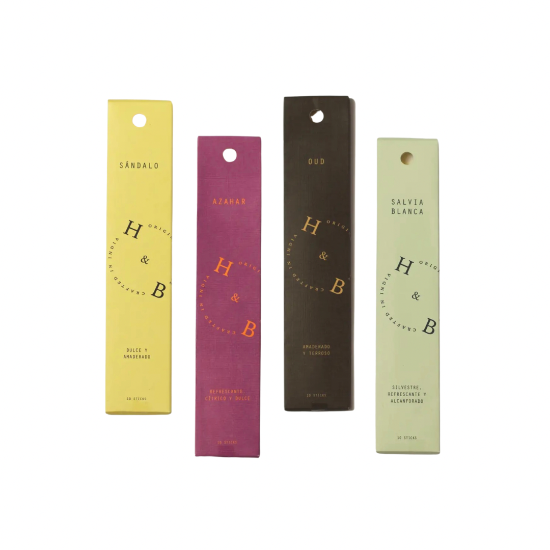 Natürliche Räucherstäbchen von H&B Incense in vier Duftsorten