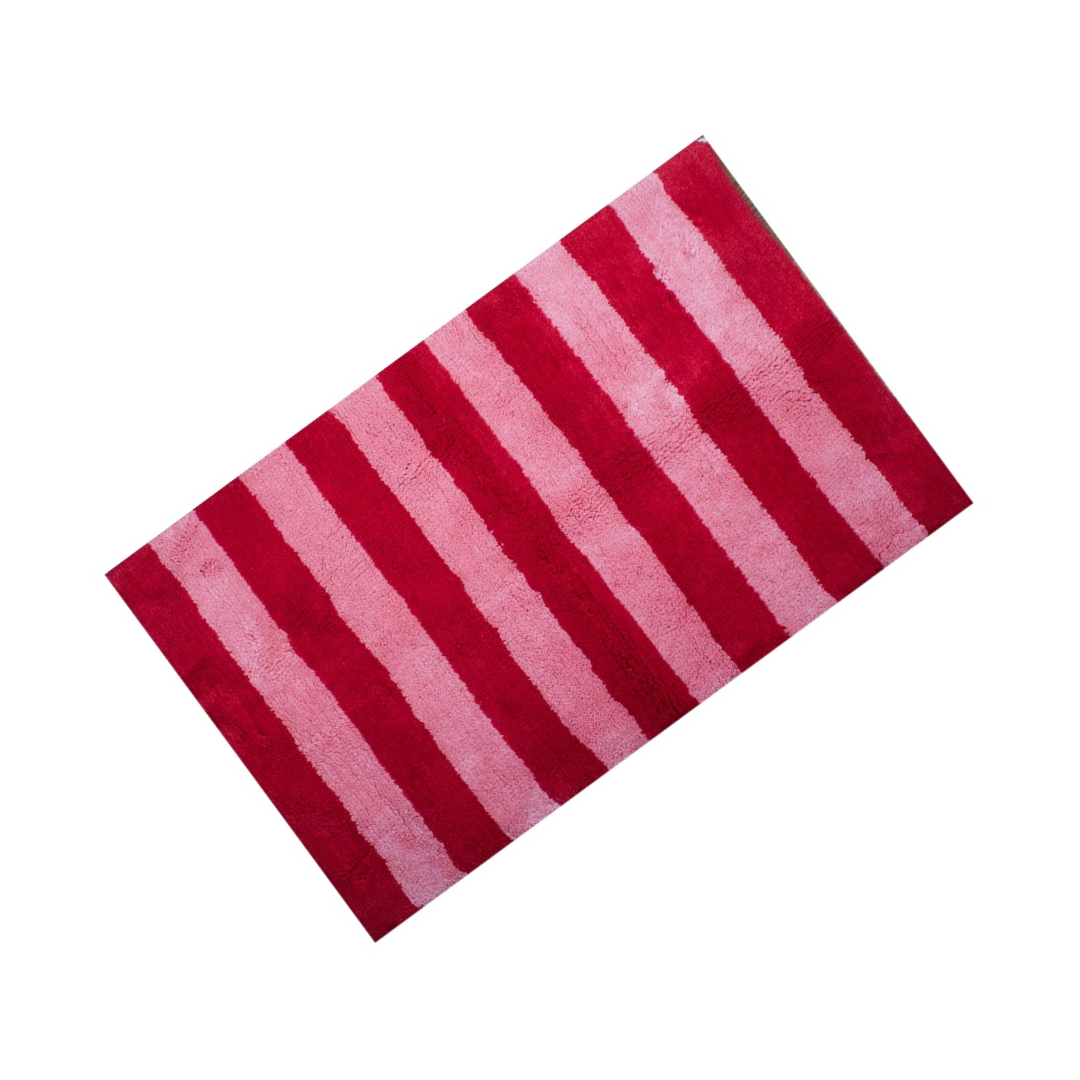 Badmatte Gestreift Rot/Rosa