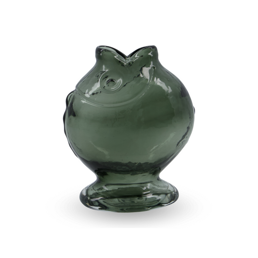 Glas Vase Fisch in grau