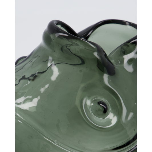 Glas Vase Fisch in grau