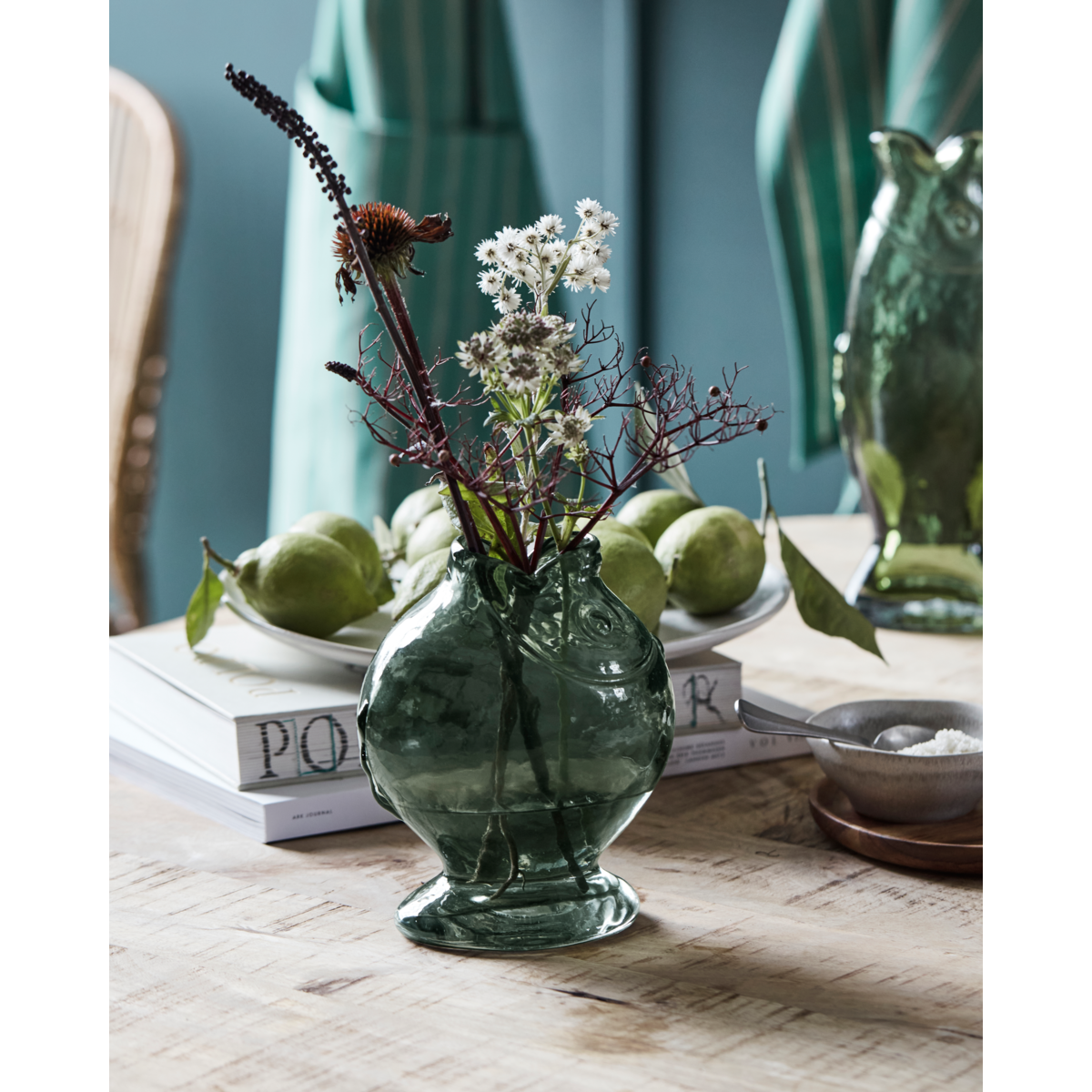 Glas Vase Fisch in grau