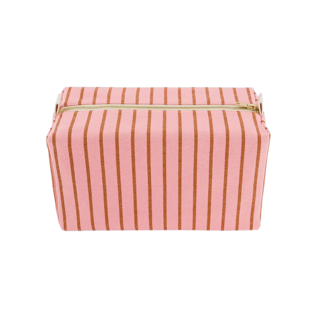 Kulturtasche Vic in Rosa mit feinen roten Streifen