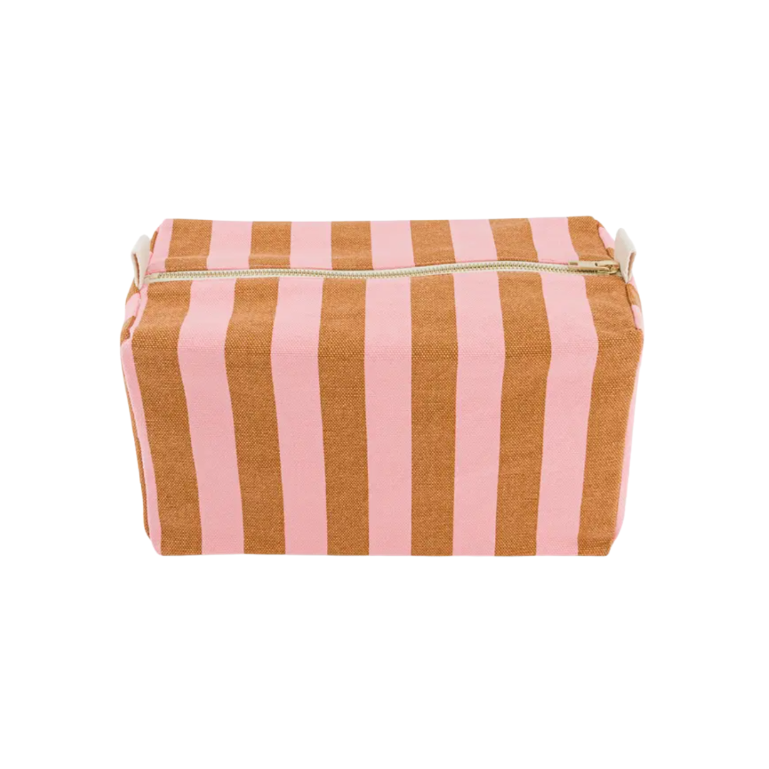 Kulturtasche Vic in Ocker und Rosa gestreift