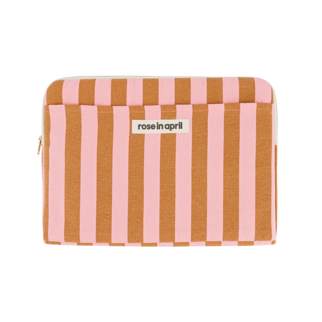 Laptop-Tasche von Rose in April in Braun und Rosa gestreift