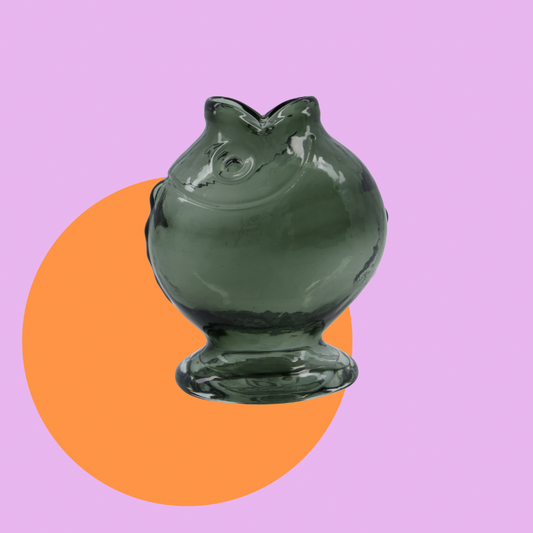 Glas Vase Fisch in grau