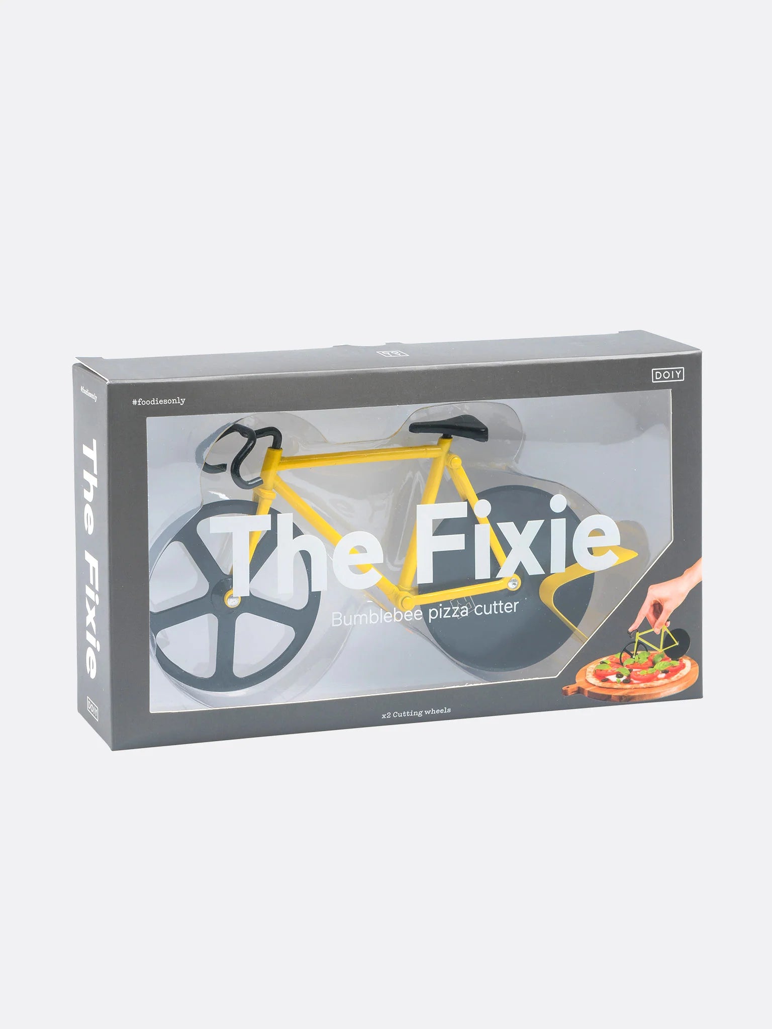 Fixie-Pizzaschneider von DOIY Design in der Verpackung