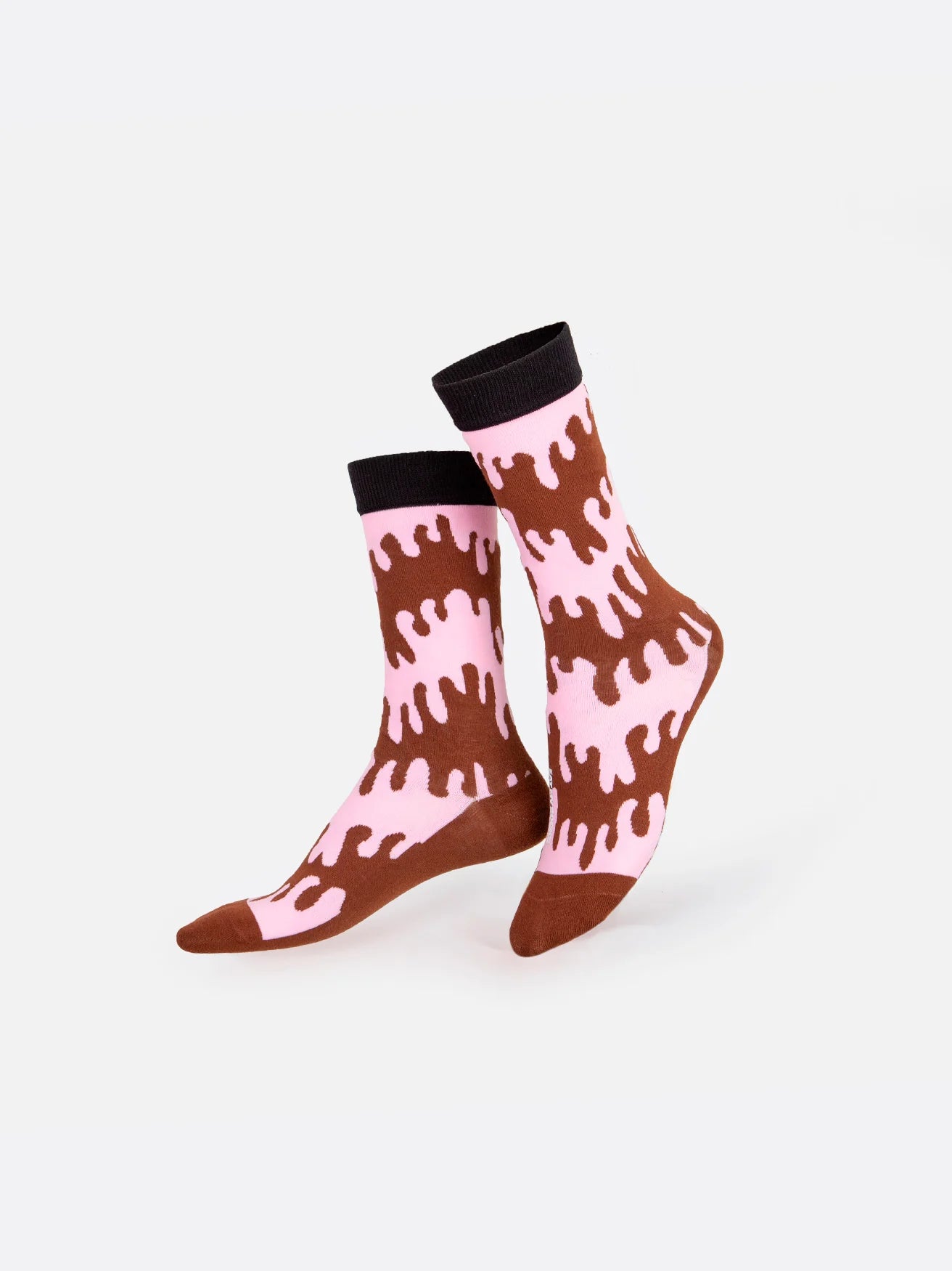 Braun-rosa Choco-Cream-Socken von Eat My Socks mit cremefarbenem Muster
