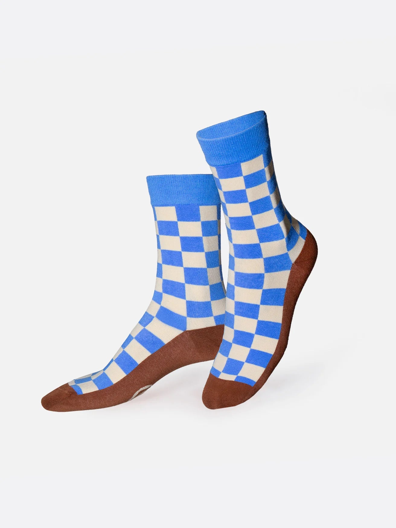 Blau-weiß karierte Kaffee-Socken von Eat My Socks