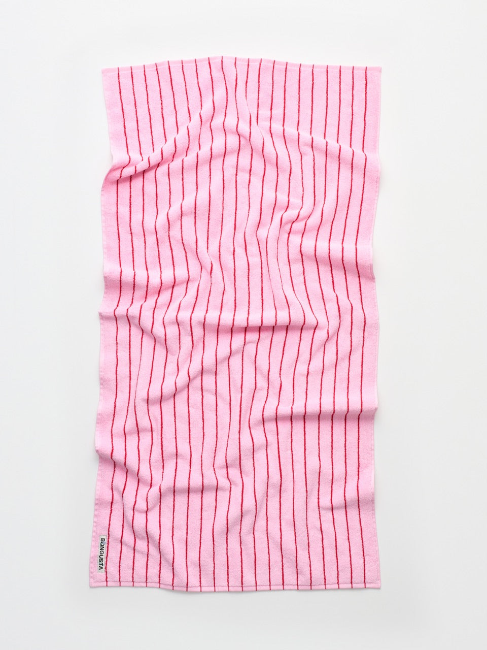 Naram Badetuch in Rosa mit roten Streifen