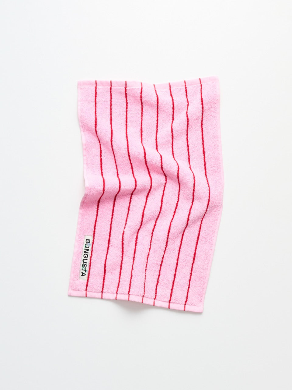 Naram Gästehandtuch in Rosa mit roten Streifen