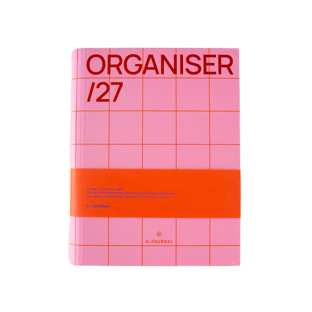 A-Journal Organiser 2027 in Pink und Rot mit kariertem Cover