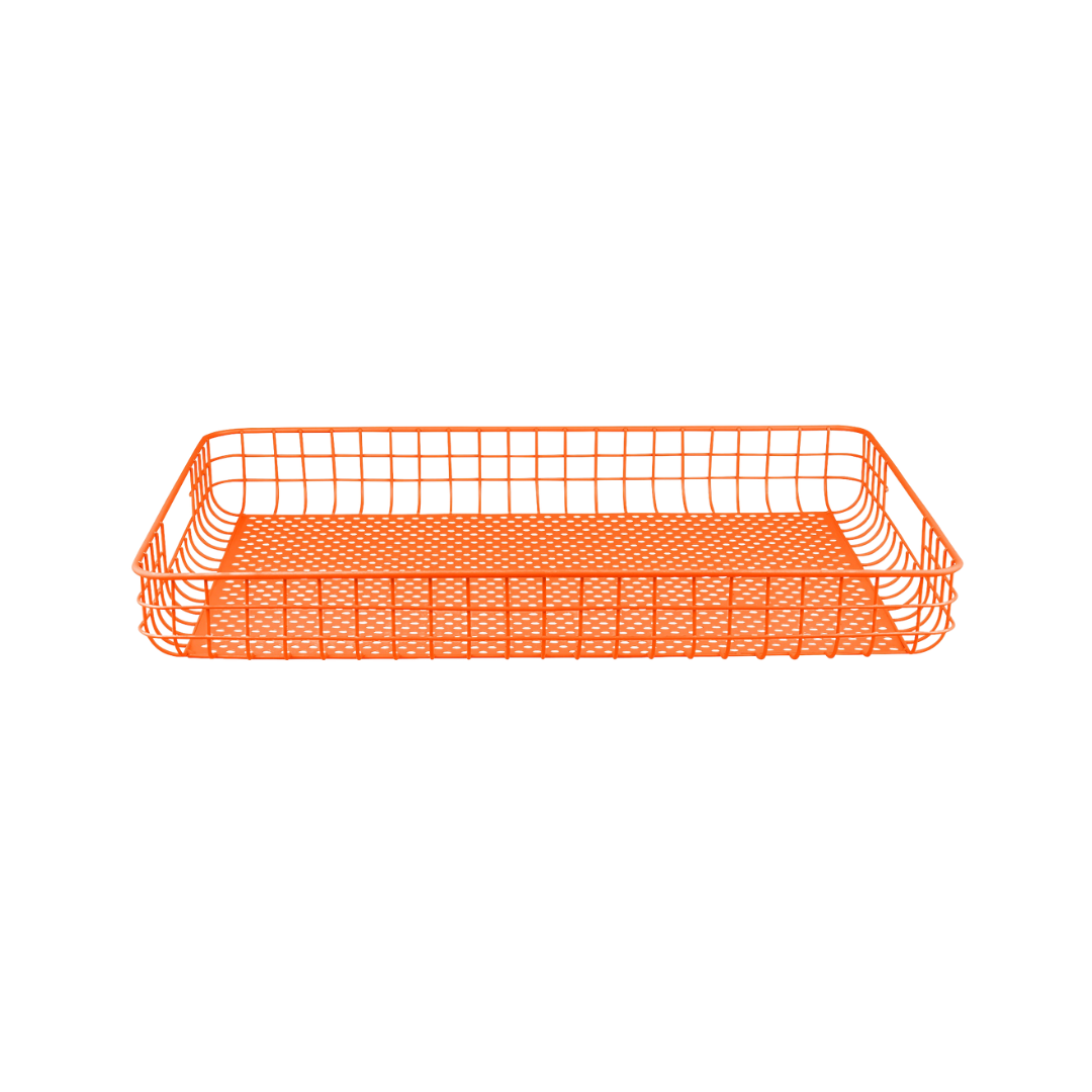 Orangefarbenes Metall-Tablett „Tray“ von Mette Ditmer.
