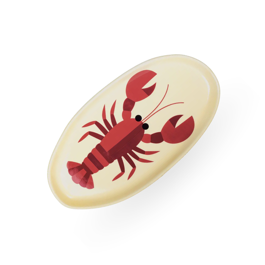 Ovale Servierplatte Sealife von Kitsch Kitchen mit rotem Hummermotiv