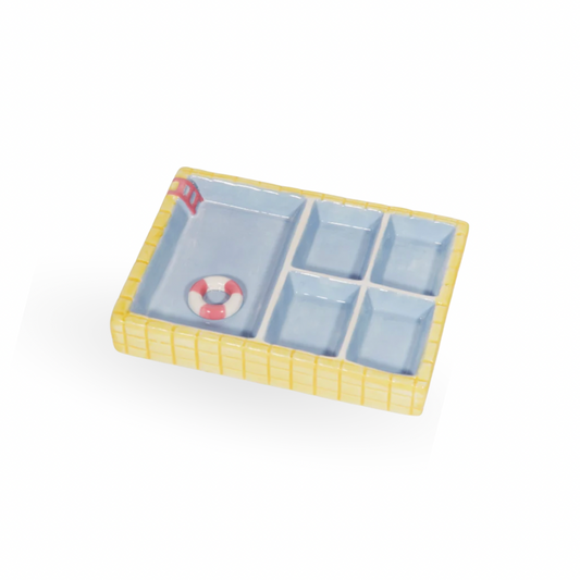Schmuckschale in Poolform aus Keramik von L’Expressionist in Blau und Gelb