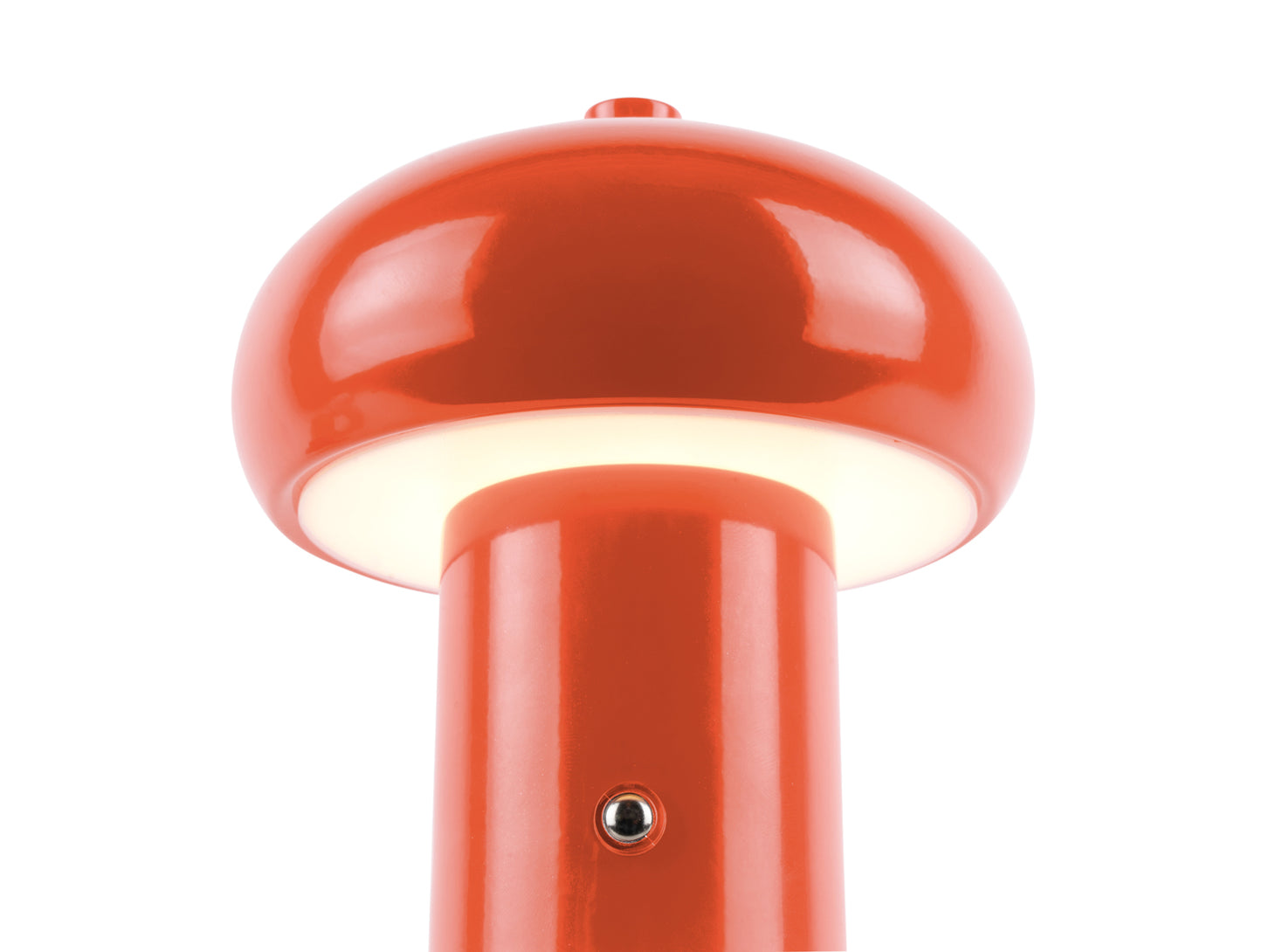 Eingeschaltete Retro Seta LED-Tischleuchte in Rot