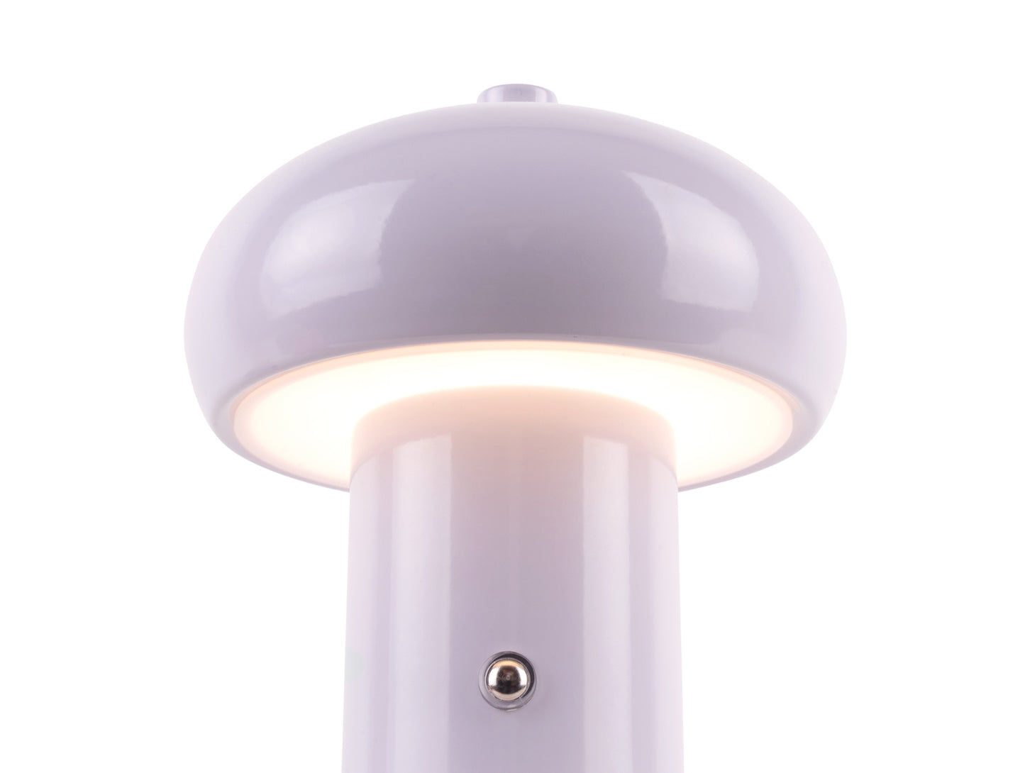 Eingeschaltete Retro Seta LED-Tischleuchte in Flieder