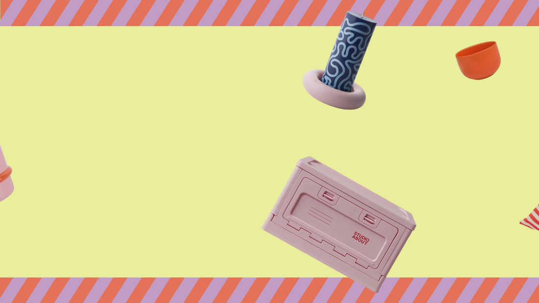 Video von Das Schoenwer mit tanzender Produktanimation von Kissen, Box, Vasen auf gelben Hintergrund