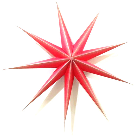Neunzackiger Papierstern in Pink und Weiß, 120 cm Durchmesser